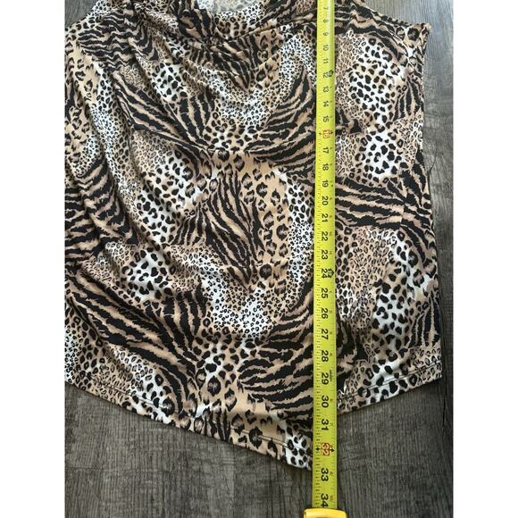 VTG Lane Bryant 3X 24W Y2K Shortsleeve Animal Leopard Print Blouse Top Stretchy - Picture 6 of 8